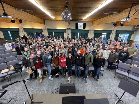 UCC Pathfinders gather together for a group photo commemorating Teen Retreat 2025
